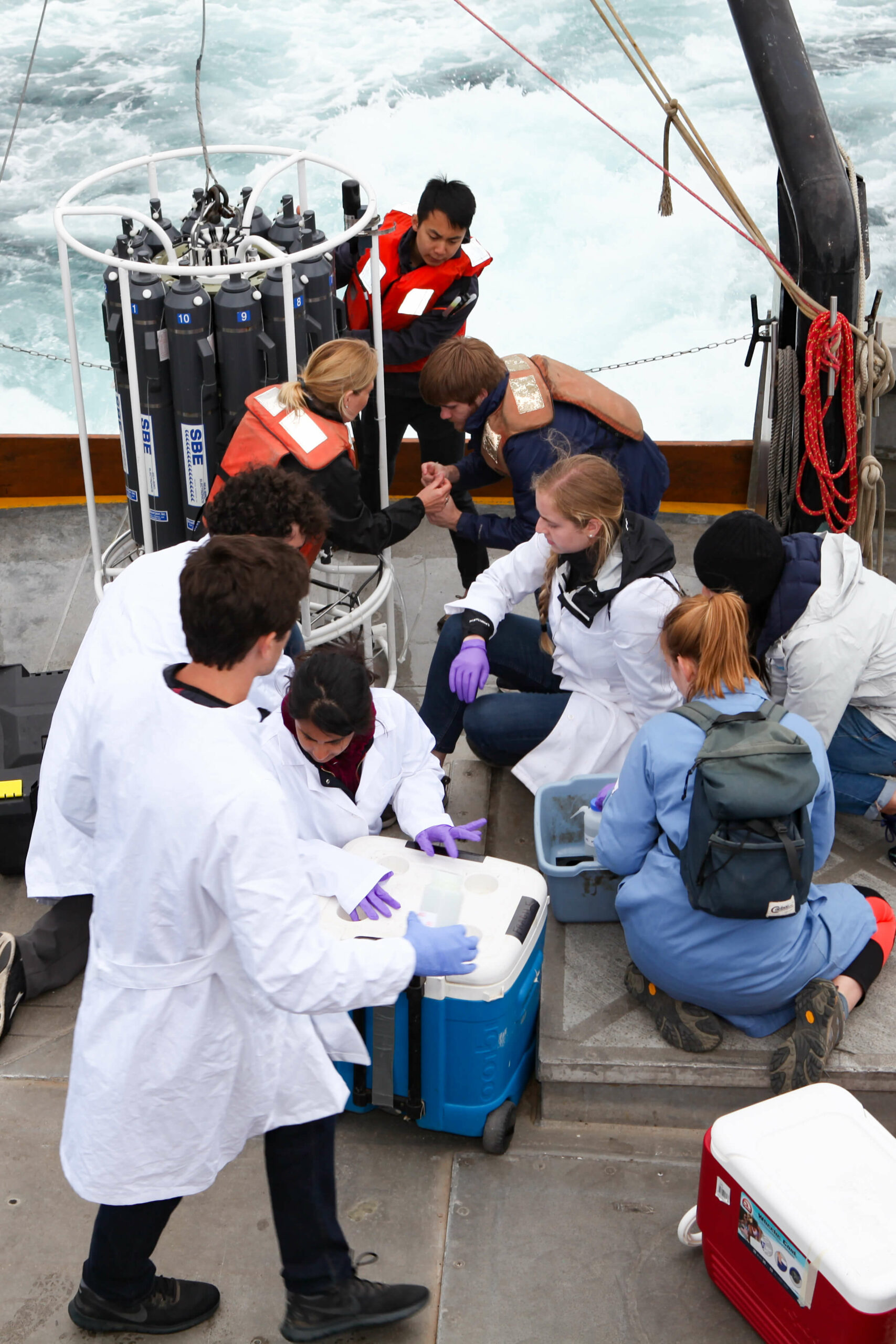 Scientists on boat