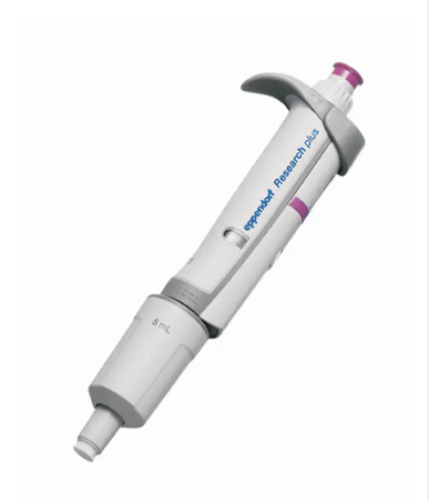 white pipette with text that reads "eppendorf Research plus"